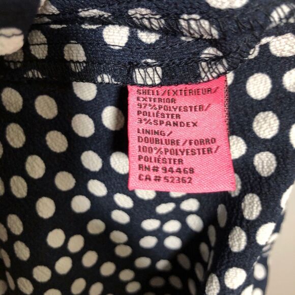 BETSEY JOHNSON Dress Womens 12 Blue White Sleeveless Polka Dot Ruffled Mock Neck - Picture 14 of 14